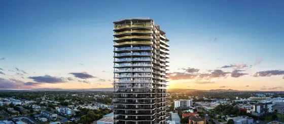 Monarch Place tower at dusk
